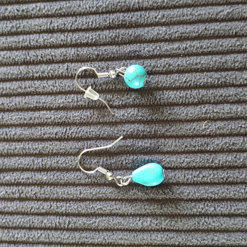 Turquoise Silver Dangle Earrings